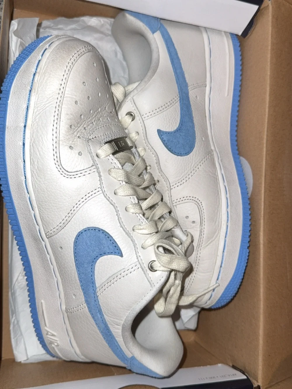White and Sky Blue Sneakers - Classic Low-Top Air Force
